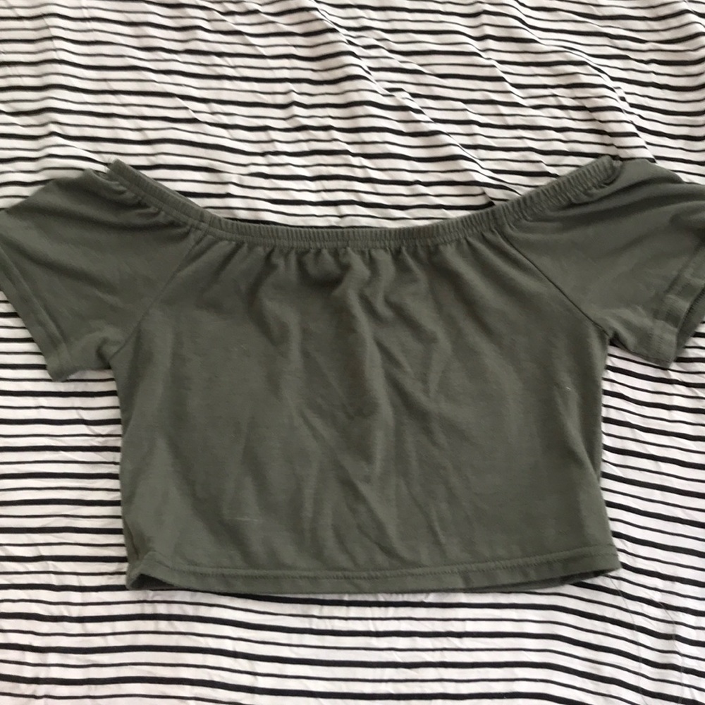 Off shoulder green crop top